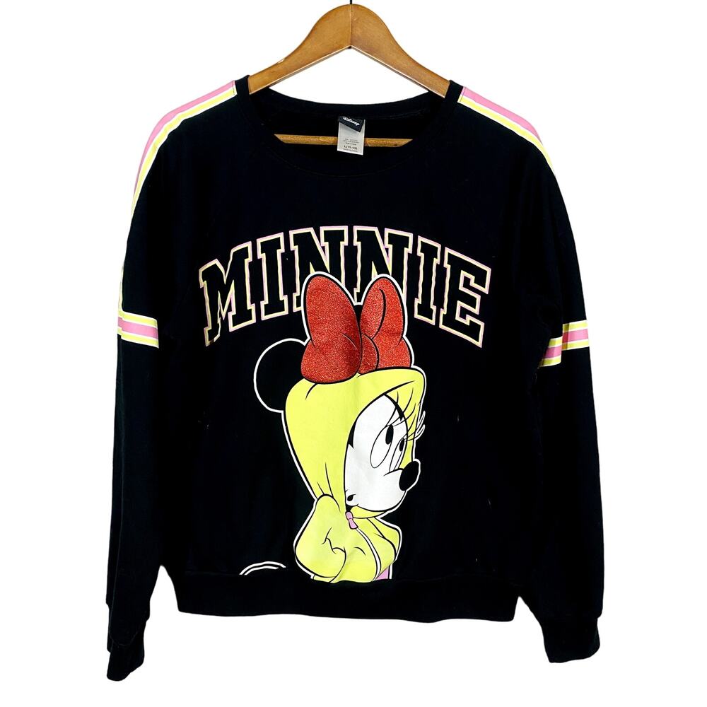 Disney Minnie Mouse in a Hoodie Sweatshirt Long Sleeve Pullover Black - L